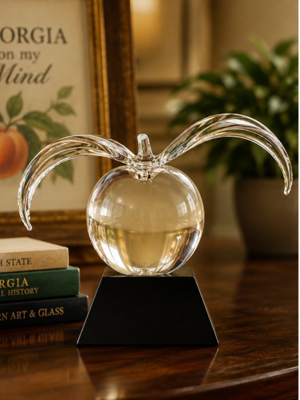 Frabel Studio Peach Glass Sculpture 'Georgia on my Mind' Signed FS